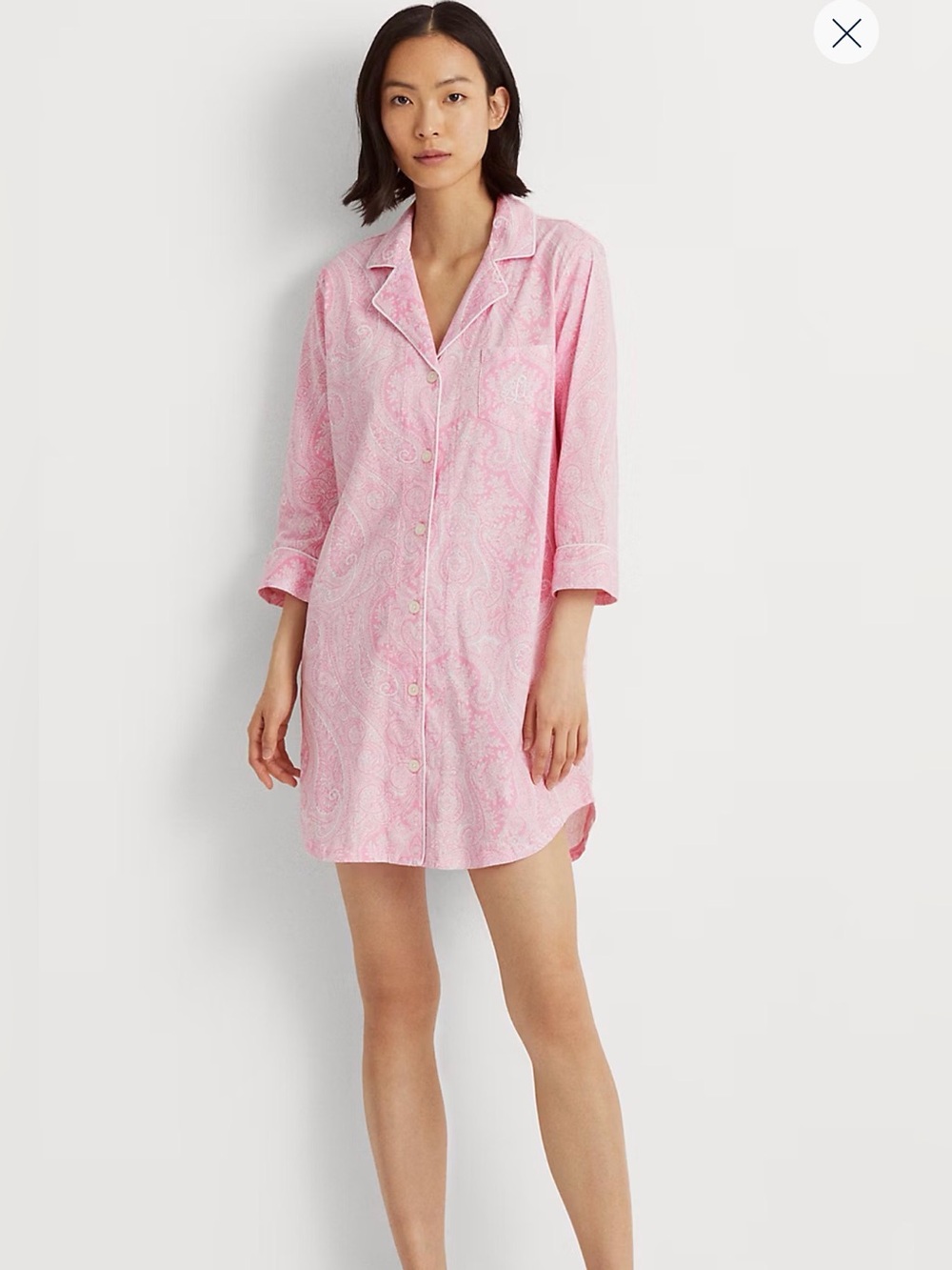Lauren Ralph Lauren Pink Paisley Notch-Collar Nightshirt